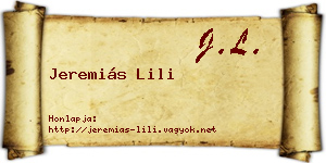 Jeremiás Lili névjegykártya